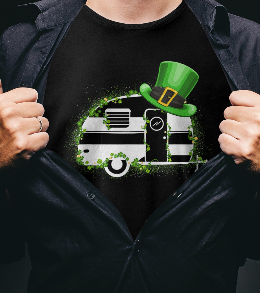 St Patrick's Day Leprechaun Hat Camper Van Adventure T-Shirt