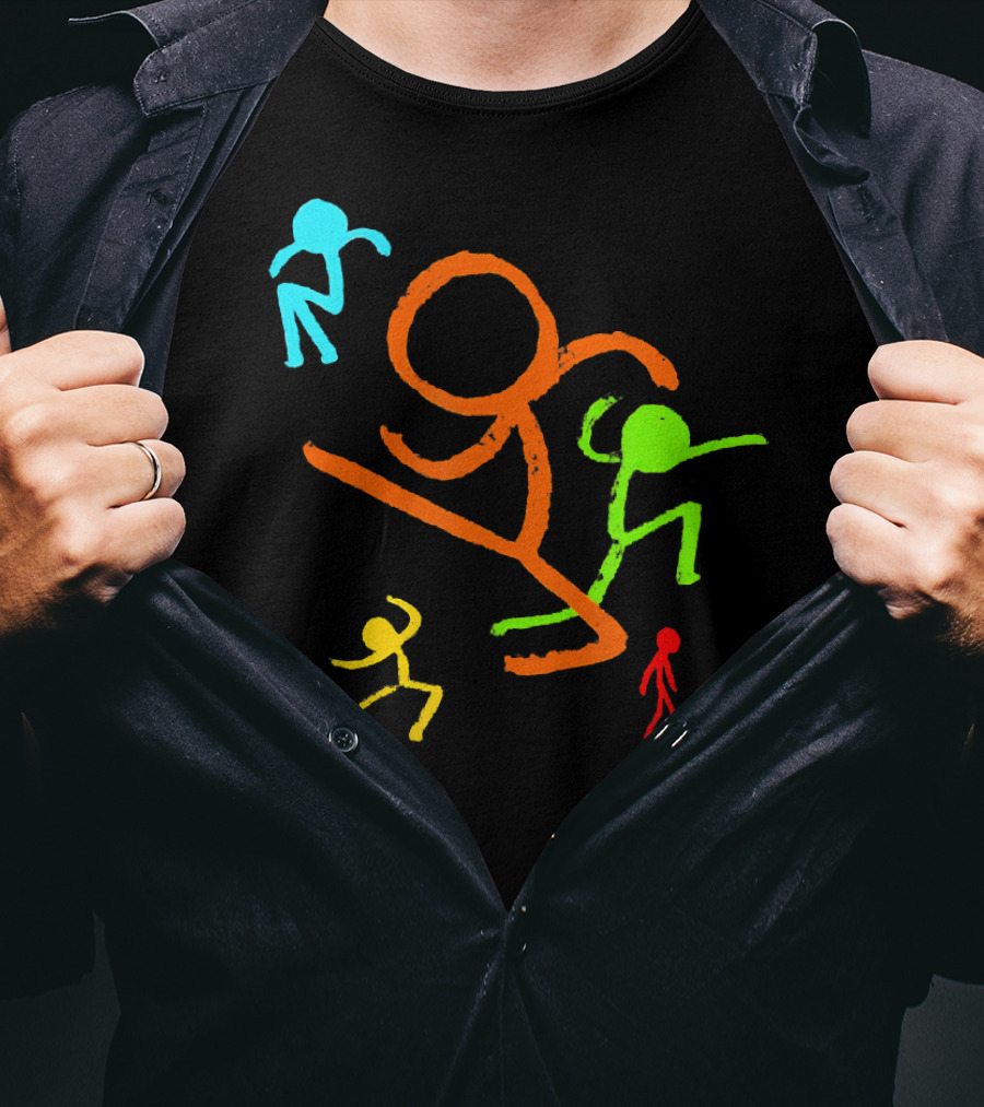 Five Colorful Stick Figures Youth Fashion T-Shirt