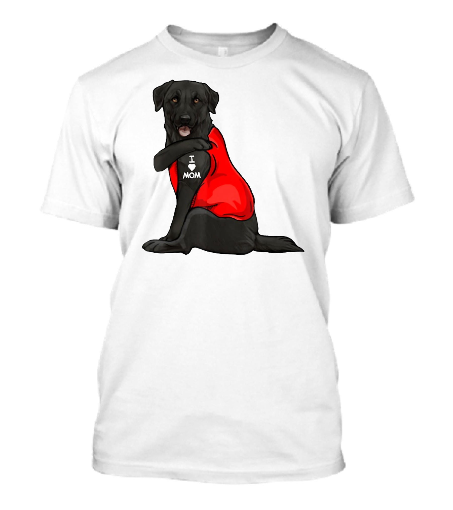 I Love Mom Funny Labrador Retriever Dog Tattoo Red T-Shirt