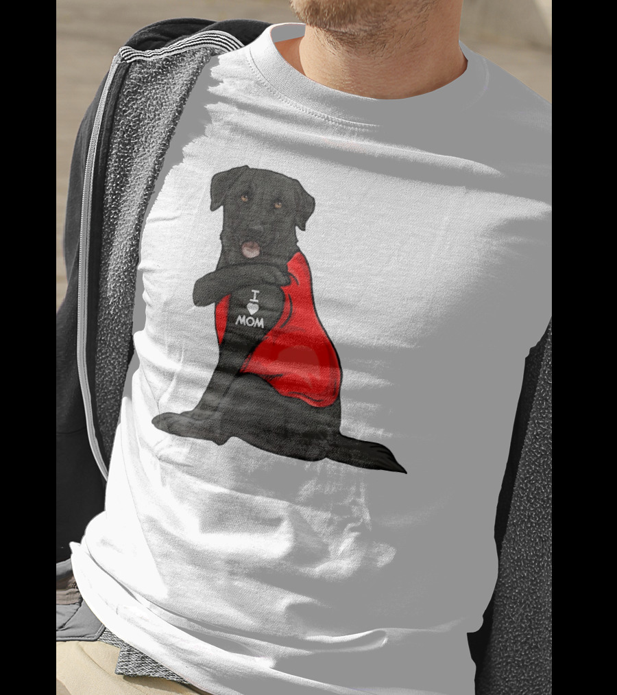 I Love Mom Funny Labrador Retriever Dog Tattoo Red T-Shirt