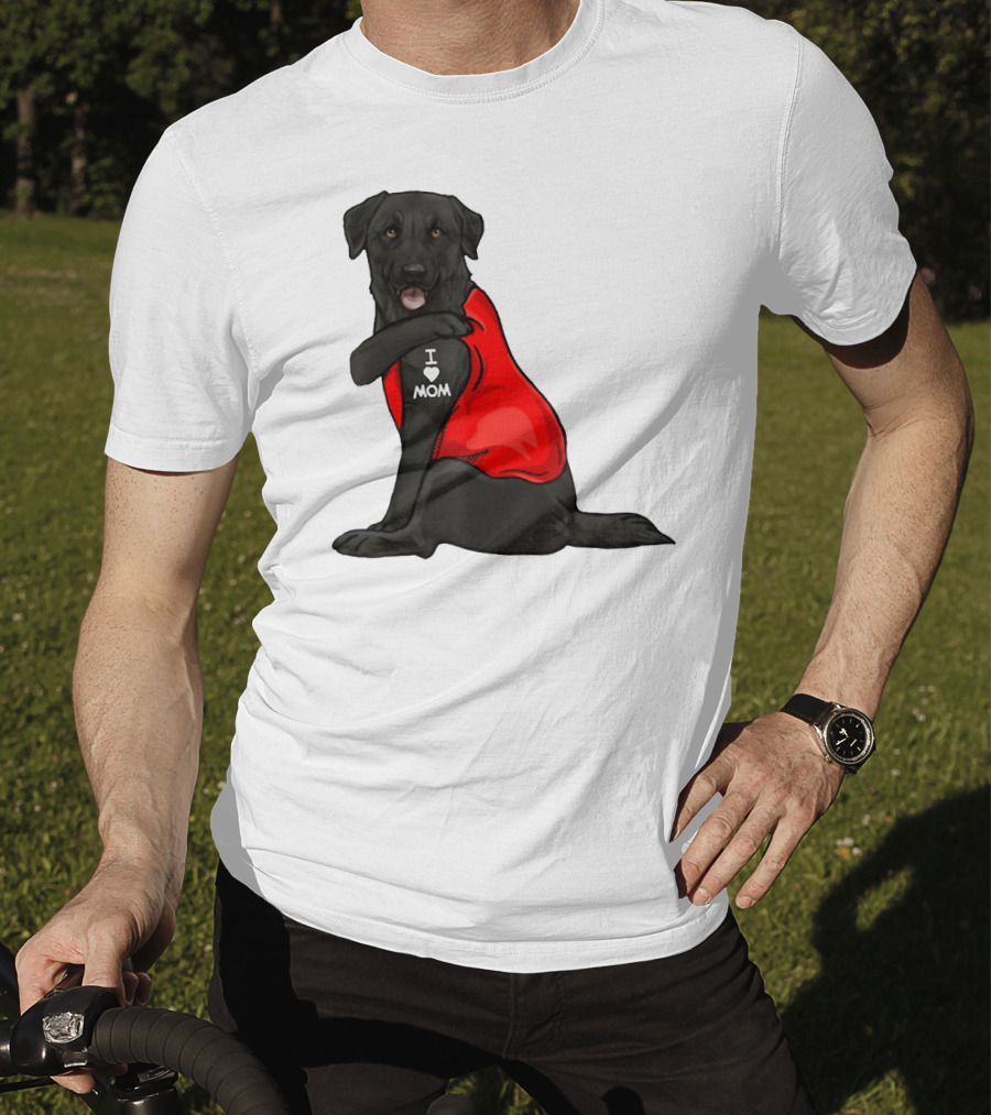 I Love Mom Funny Labrador Retriever Dog Tattoo Red T-Shirt