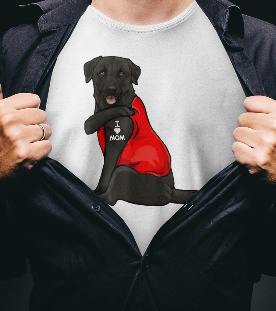I Love Mom Funny Labrador Retriever Dog Tattoo Red T-Shirt