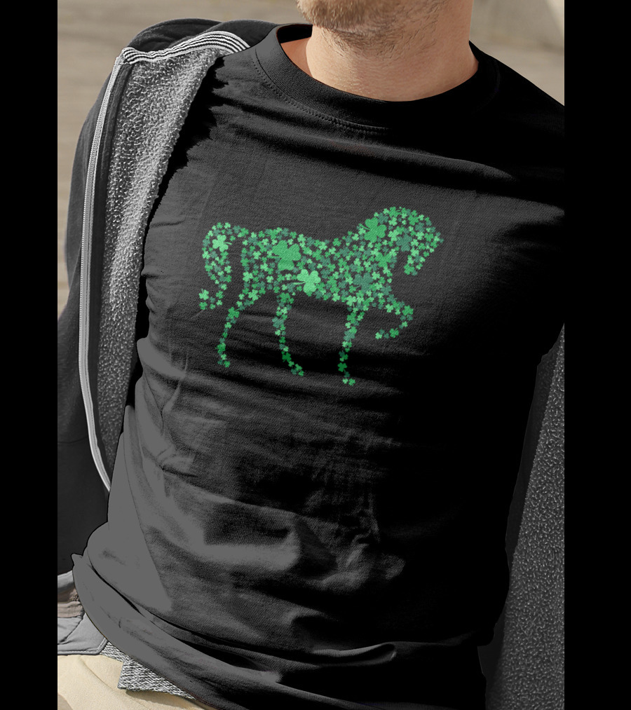 Horse Shamrocks Three Clover St Patrick Day T-Shirt
