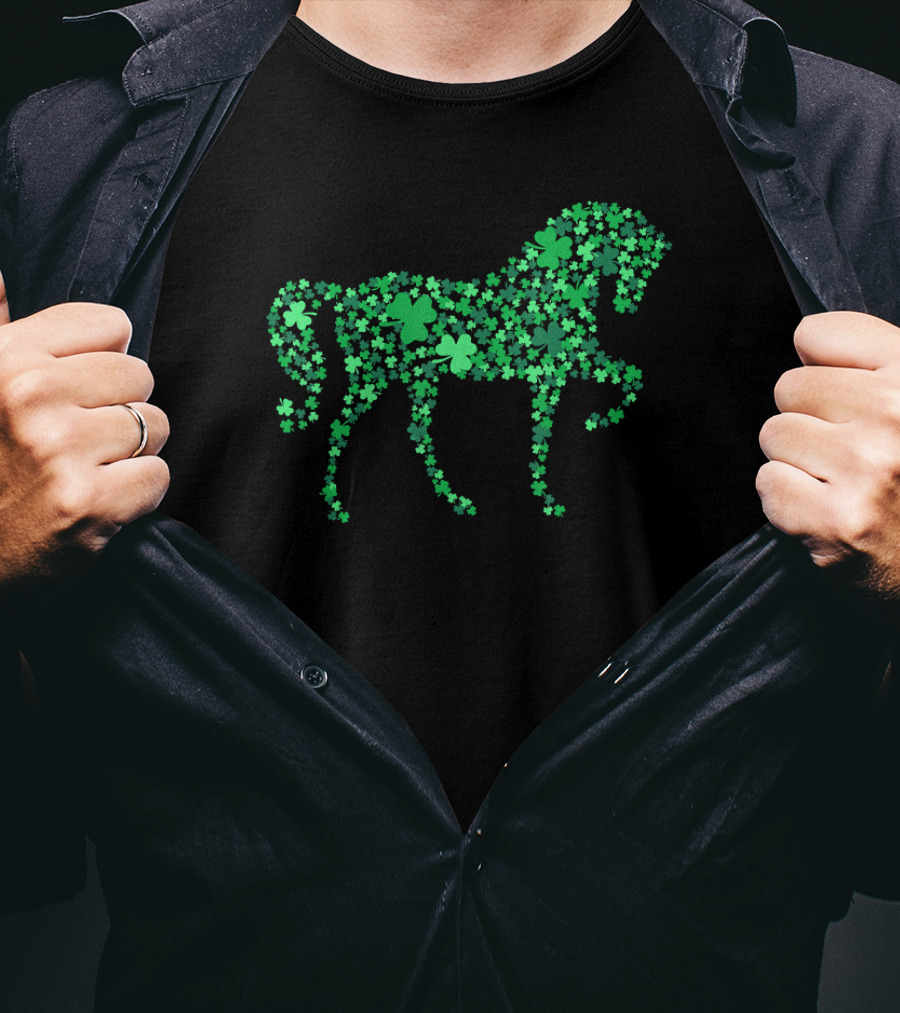 Horse Shamrocks Three Clover St Patrick Day T-Shirt
