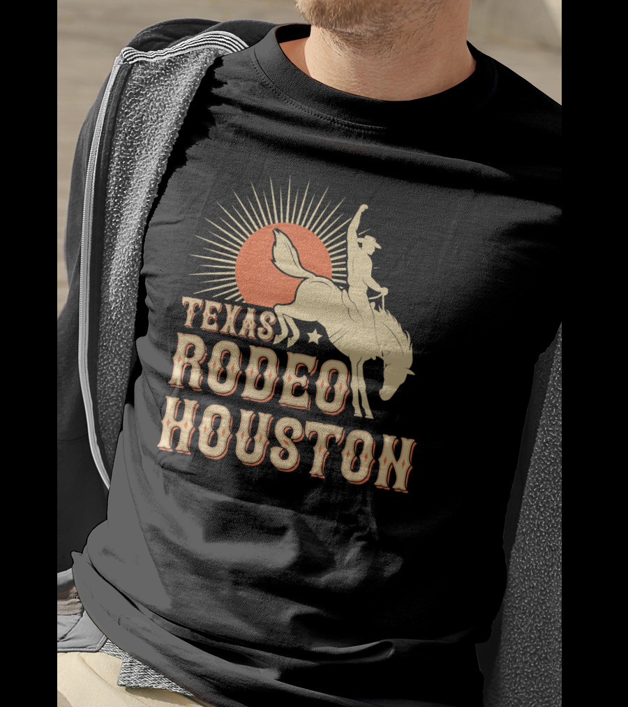 Texas Rodeo Houston Western Cowboy Sunburst Rider T-Shirt