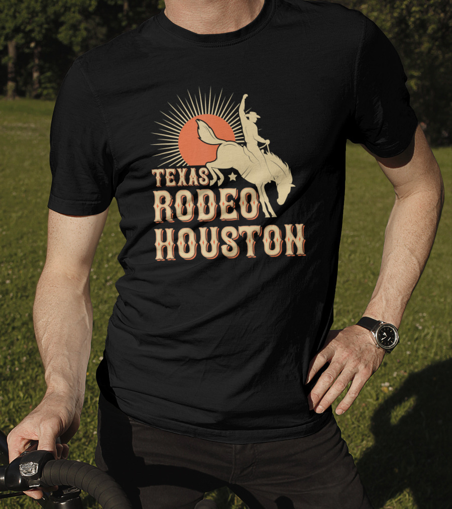 Texas Rodeo Houston Western Cowboy Sunburst Rider T-Shirt