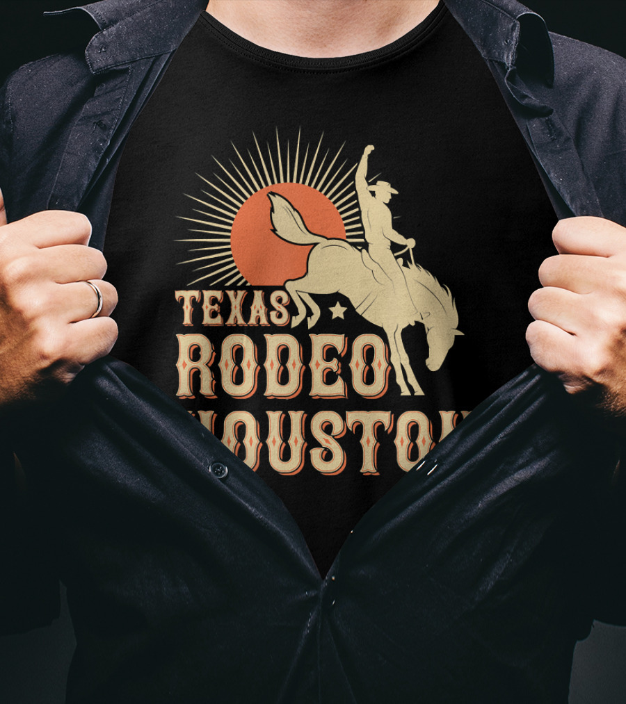 Texas Rodeo Houston Western Cowboy Sunburst Rider T-Shirt