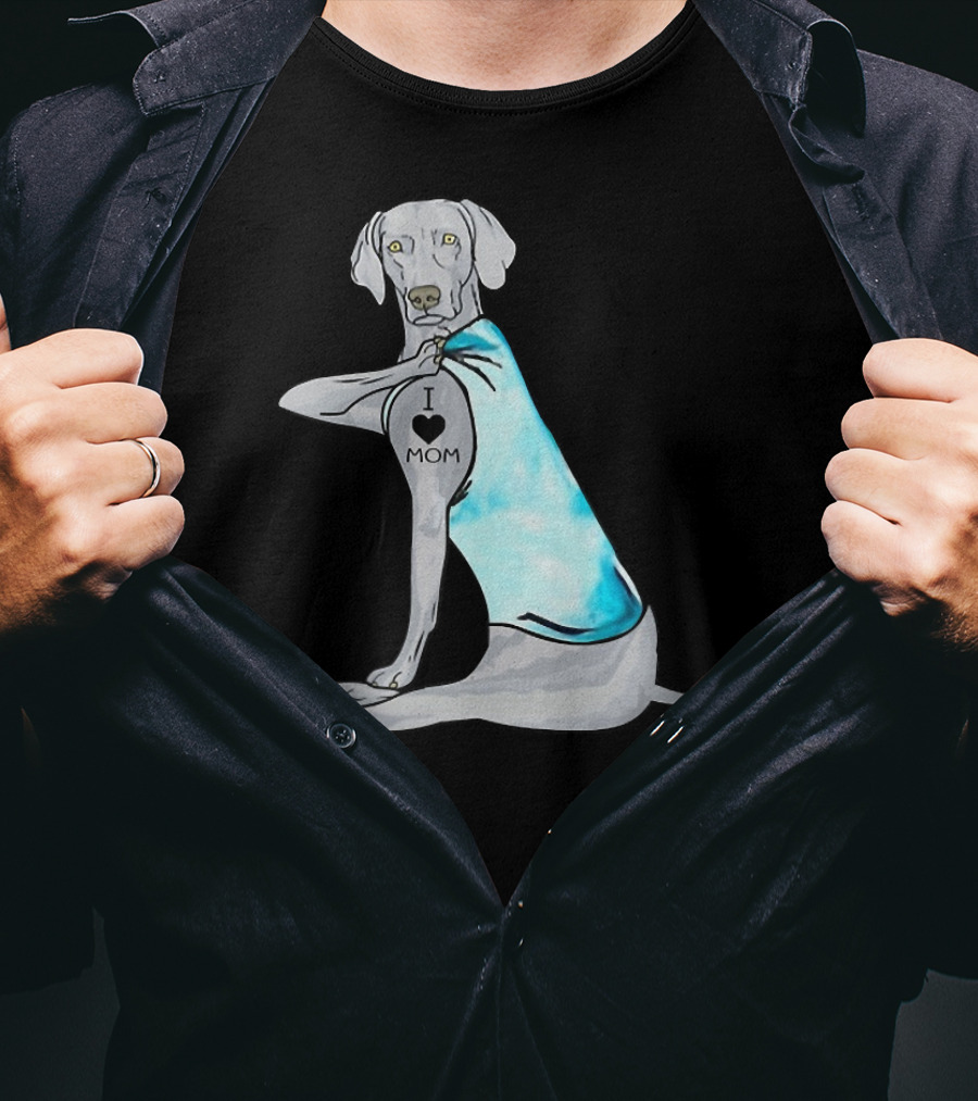 I Love Mom Weimaraner Dog Tattoo Humor T-Shirt
