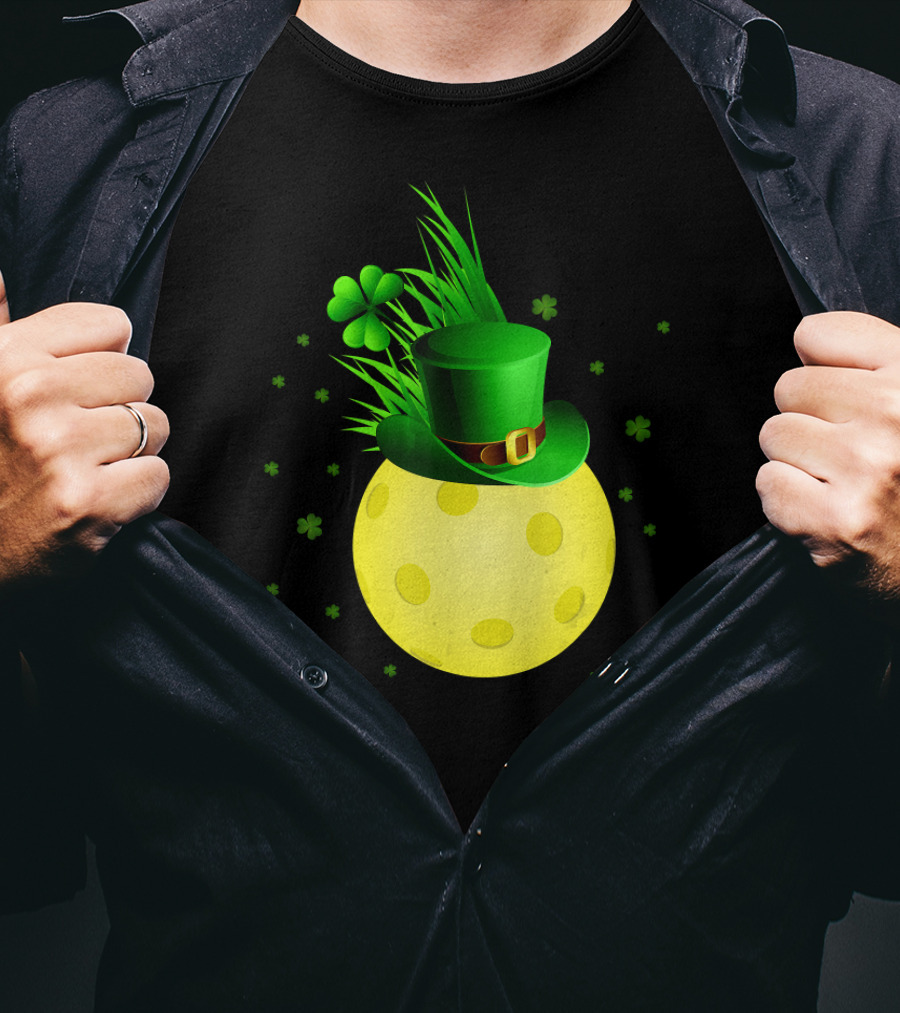 Leprechaun Pickleball Shamrock Hat Ball T-Shirt