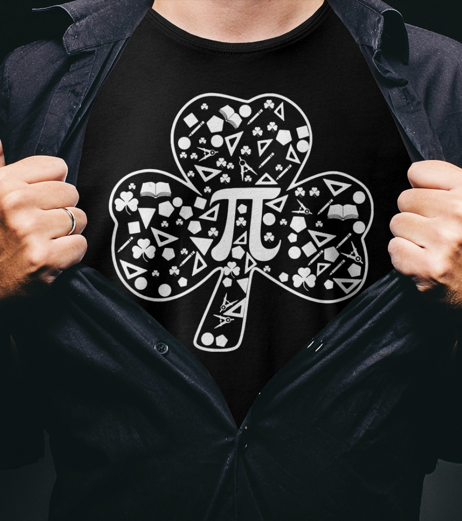 PI Day Math Teacher St Patrick's Day Clover Geometry Icons T-Shirt