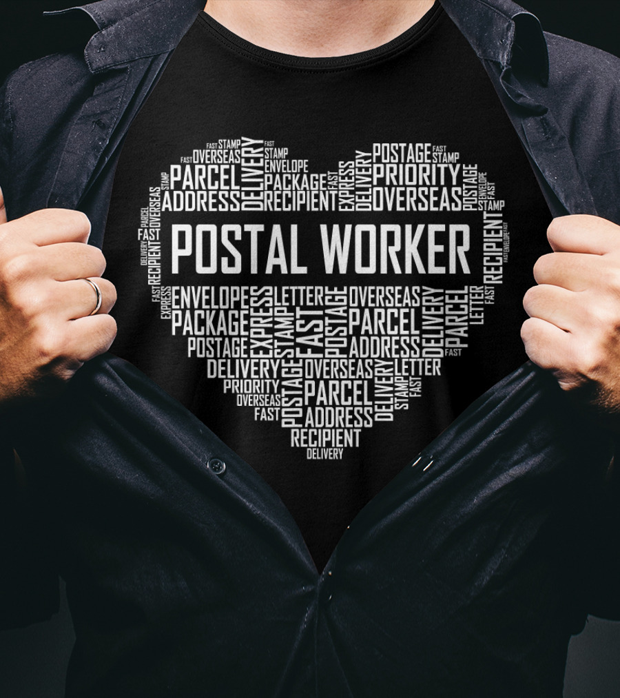 Postal Worker Heart Parcel Delivery Priority Mail Postage Stamp Express T-Shirt