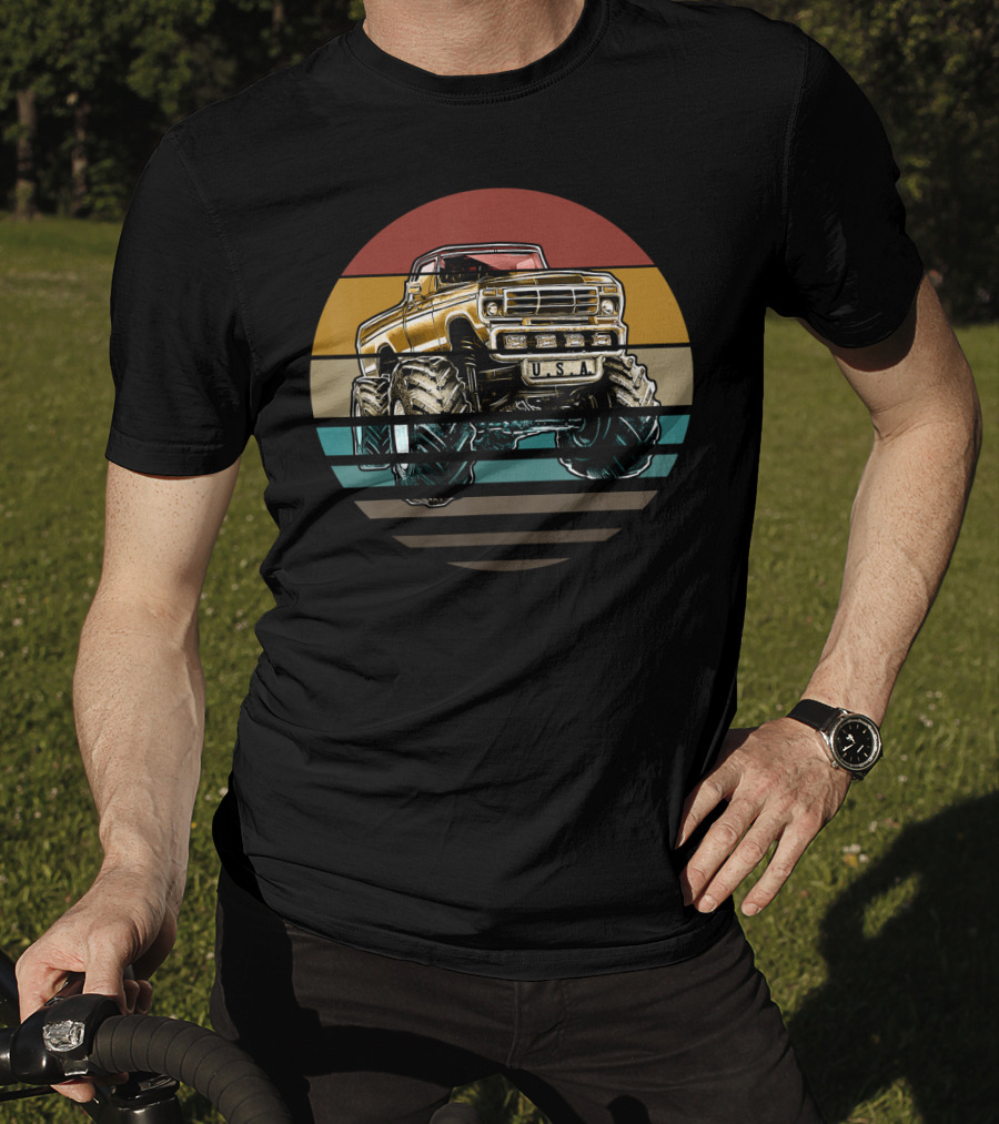 USA Retro Vintage Monster Truck Sunset T-Shirt