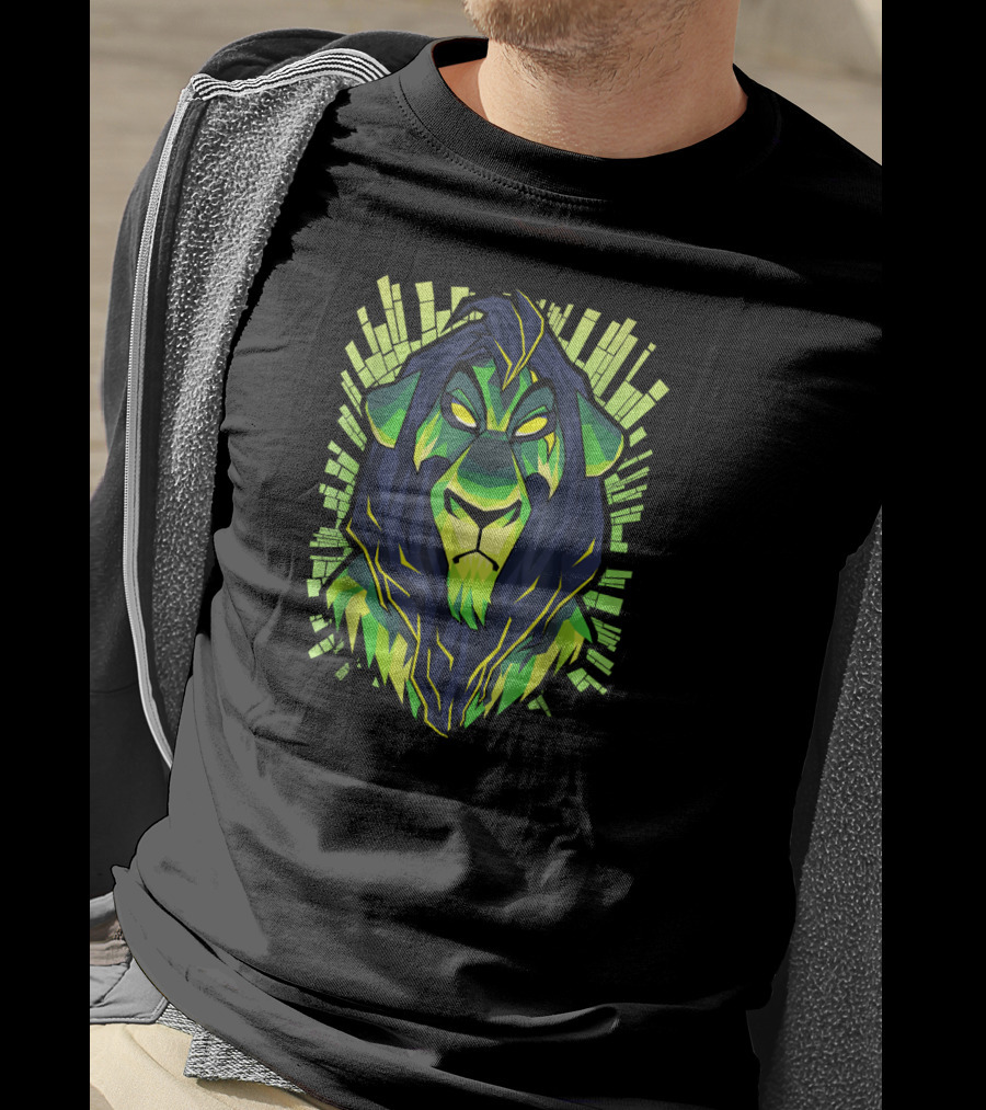 Disney Lion King Evil Scar Geometric Green And Black T-Shirt