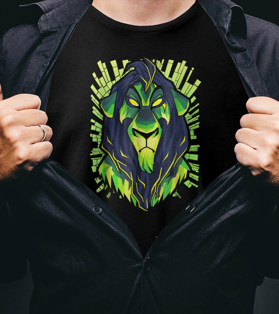 Disney Lion King Evil Scar Geometric Green And Black T-Shirt