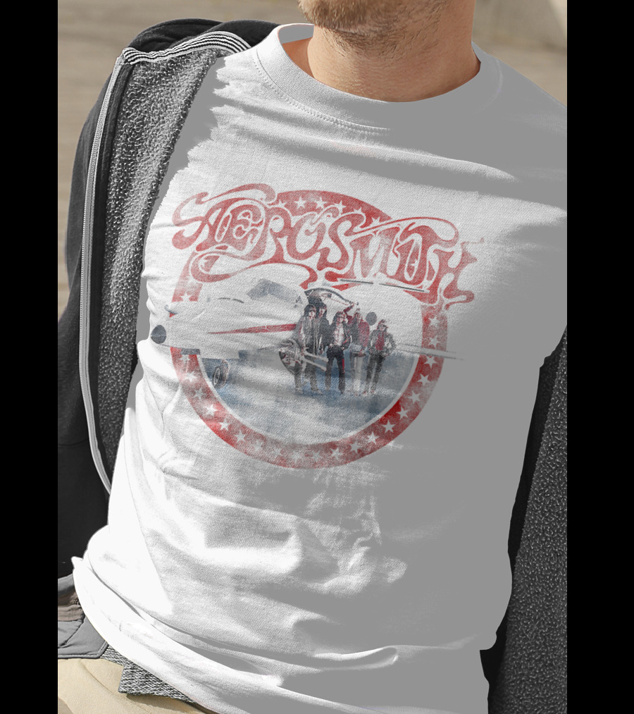 Aerosmith AEROplane Retro Star Circle With Band And Jet T-Shirt