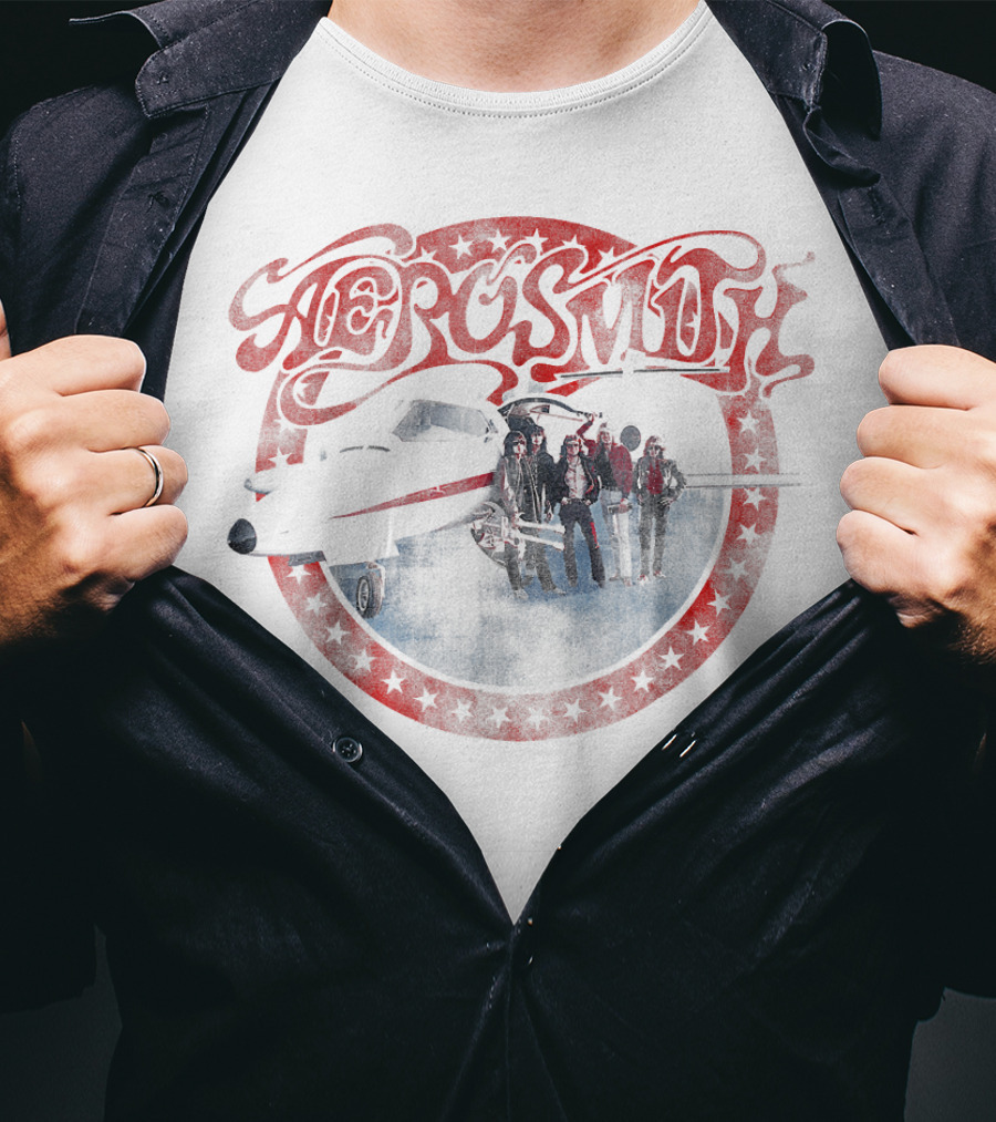 Aerosmith AEROplane Retro Star Circle With Band And Jet T-Shirt