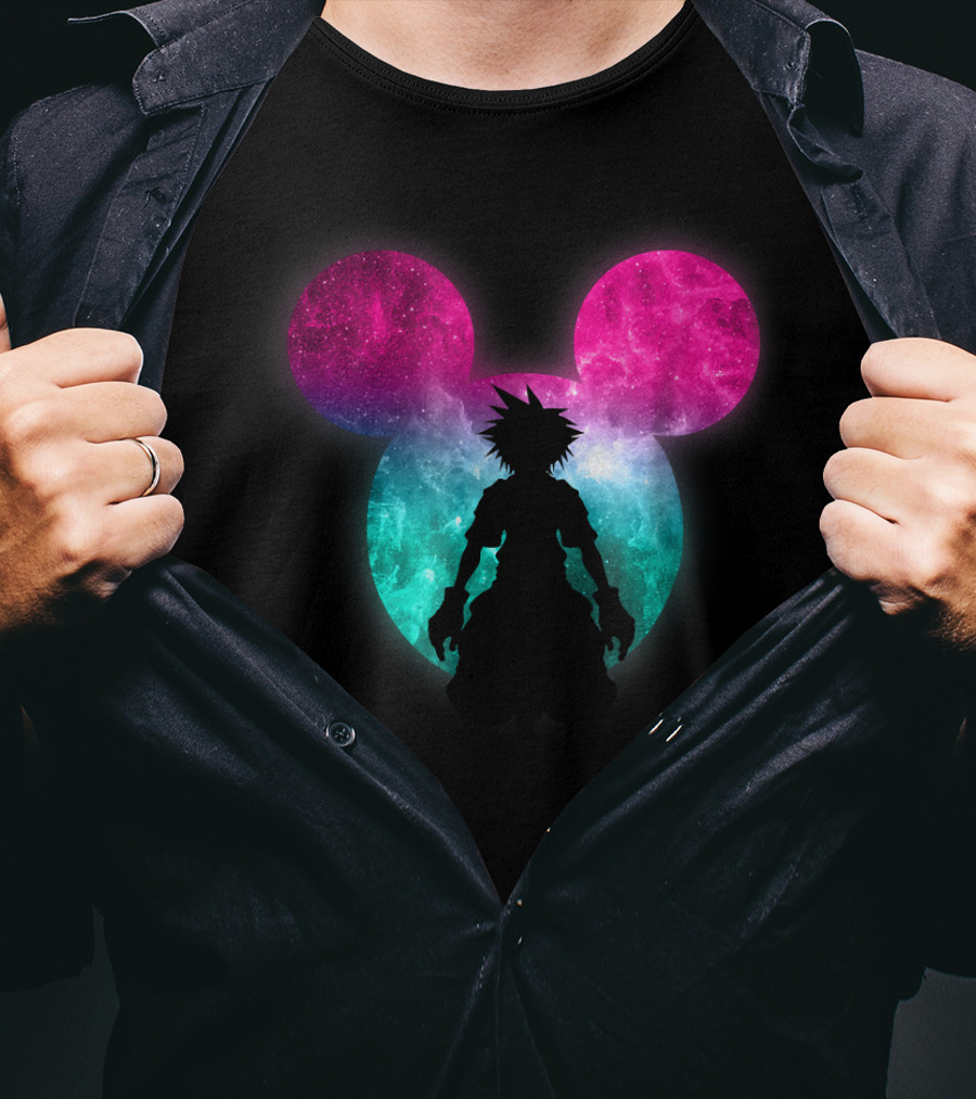 Disney Kingdom Hearts Galactic Mickey Mouse Silhouette Sora T-Shirt