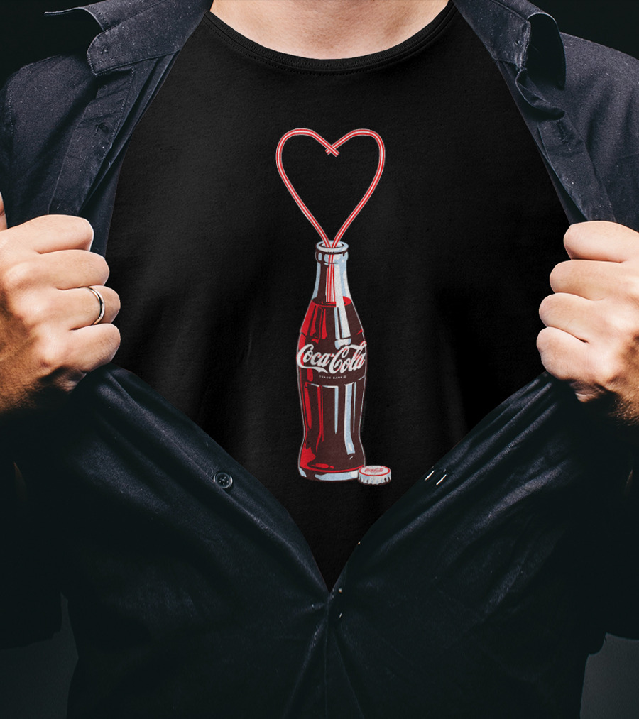 Coca Cola Bottle Heart Straws Iconic T-Shirt
