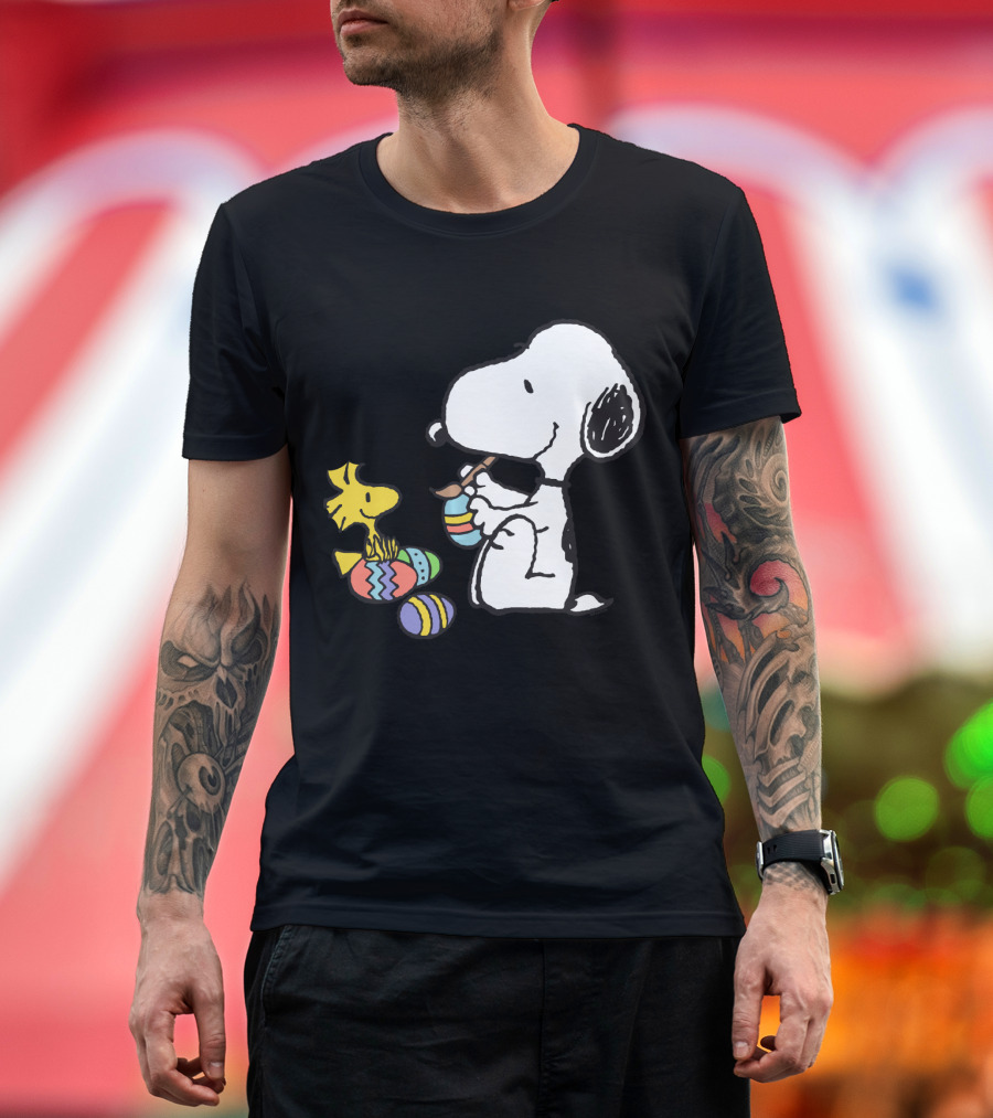 Peanuts Snoopy and Woodstock Painting Easter Eggs T-Shirt