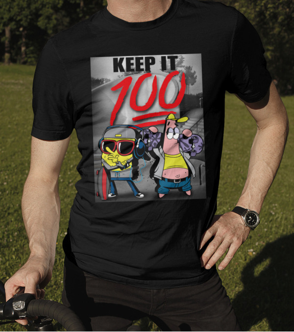 SpongeBob SquarePants Keep It 100 Skateboarding T-Shirt