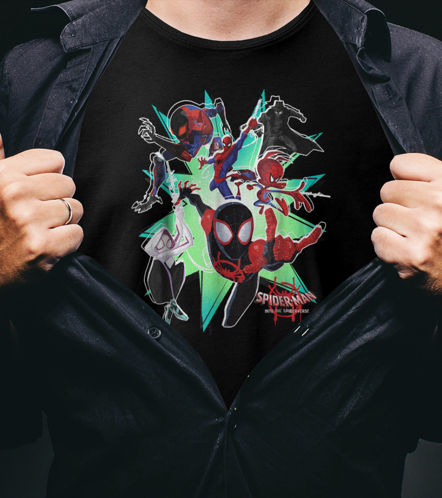 Marvel Spider-Man Into The Spider-Verse Action Group T-Shirt