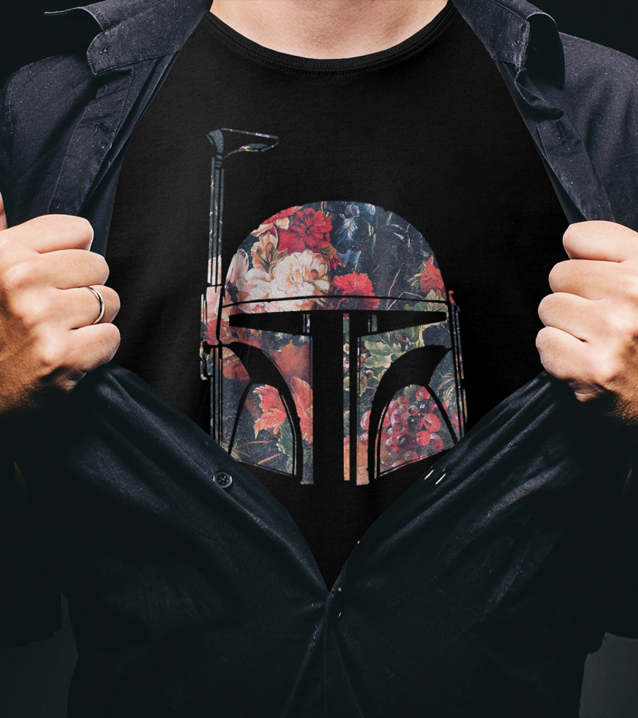 Star Wars Boba Fett Helmet With Floral Print T-Shirt