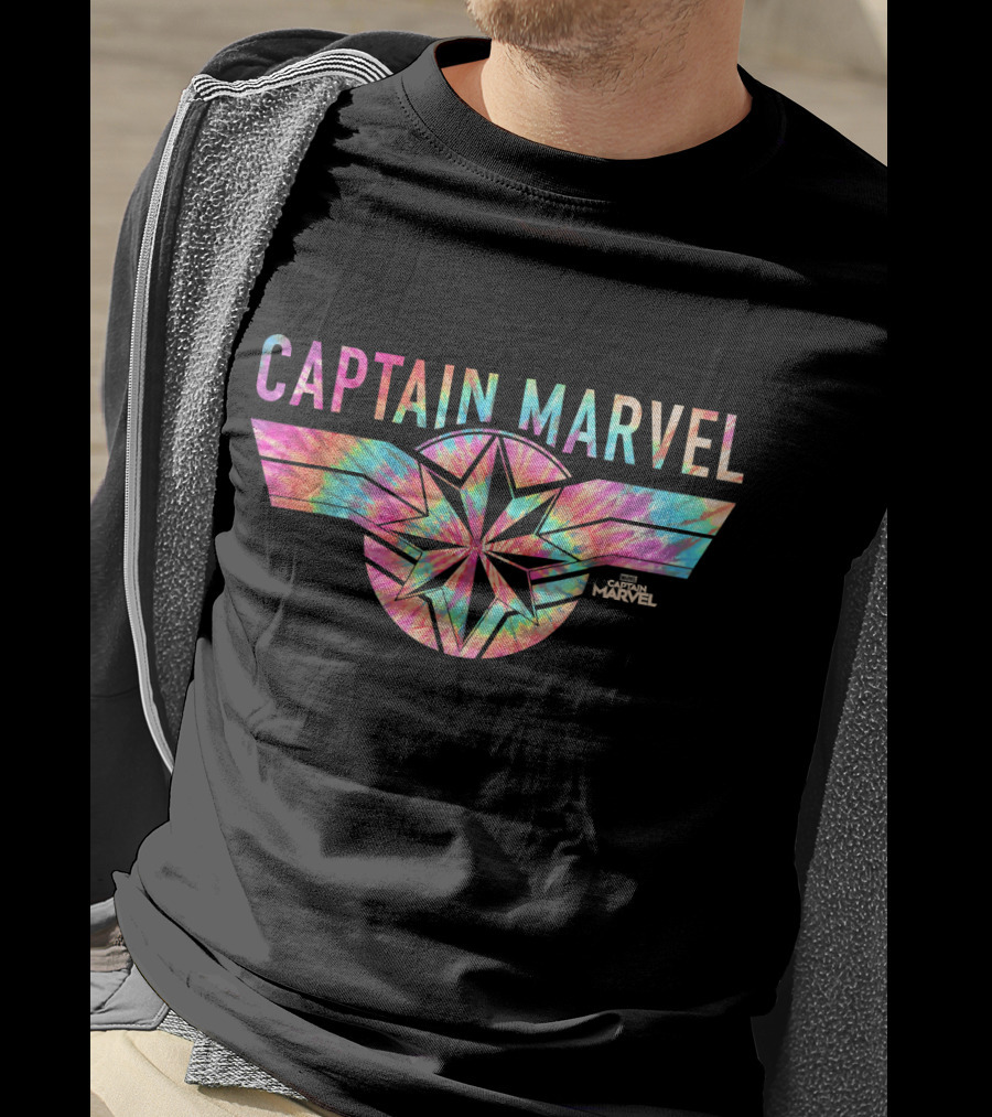 Captain Marvel Logo Tie Dye Colors Star Emblem T-Shirt