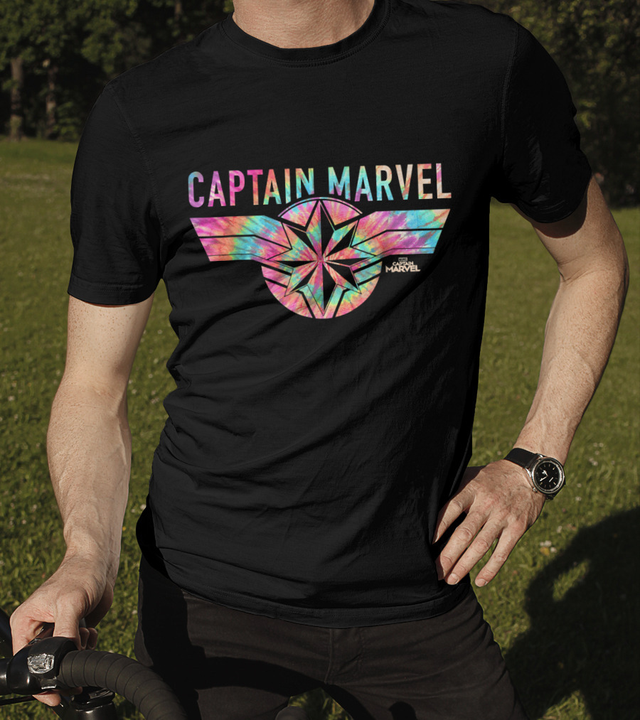 Captain Marvel Logo Tie Dye Colors Star Emblem T-Shirt