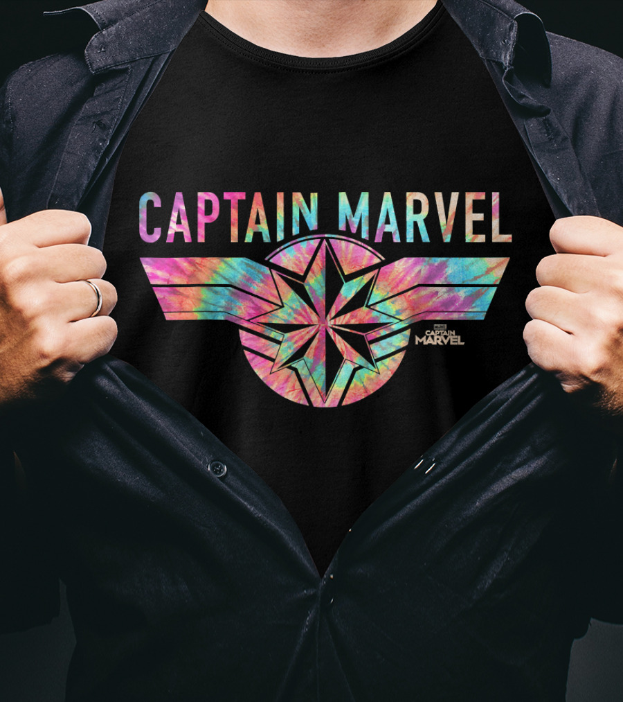 Captain Marvel Logo Tie Dye Colors Star Emblem T-Shirt