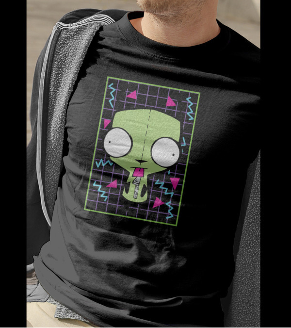 Invader Zim Gir 90s Retro Geometric Neon Grid T-Shirt