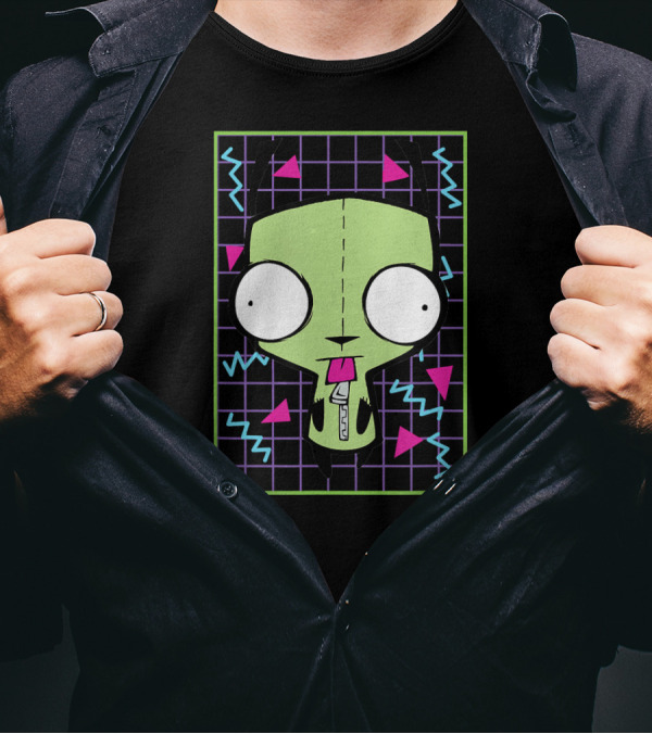 Invader Zim Gir 90s Retro Geometric Neon Grid T-Shirt