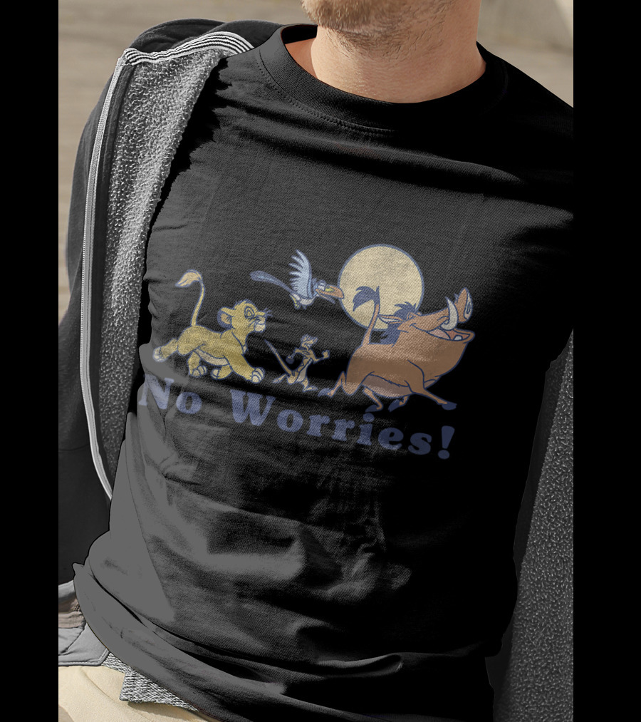 Disney Lion King No Worries Vintage Simba Timon Pumbaa Zazu Moon T-Shirt
