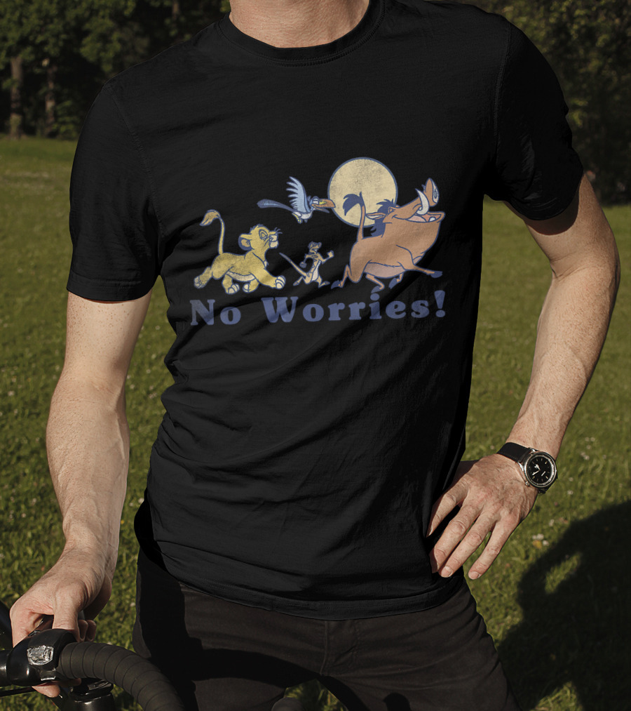 Disney Lion King No Worries Vintage Simba Timon Pumbaa Zazu Moon T-Shirt