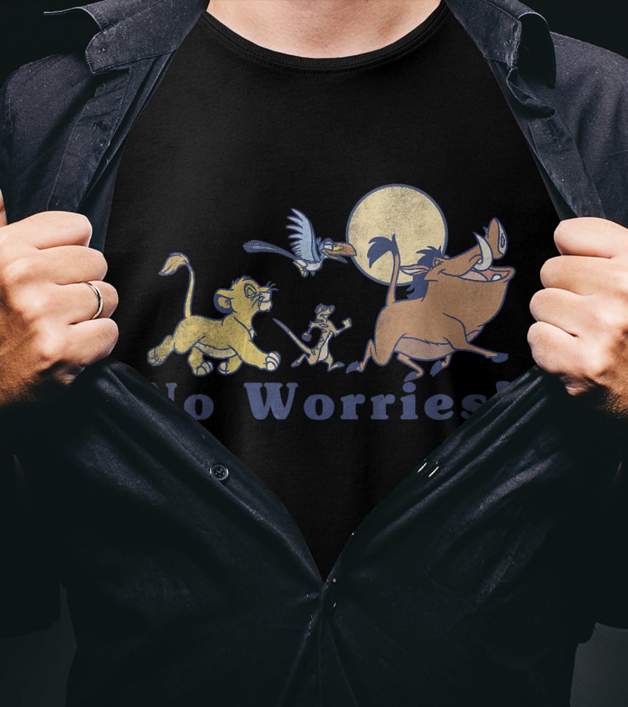 Disney Lion King No Worries Vintage Simba Timon Pumbaa Zazu Moon T-Shirt