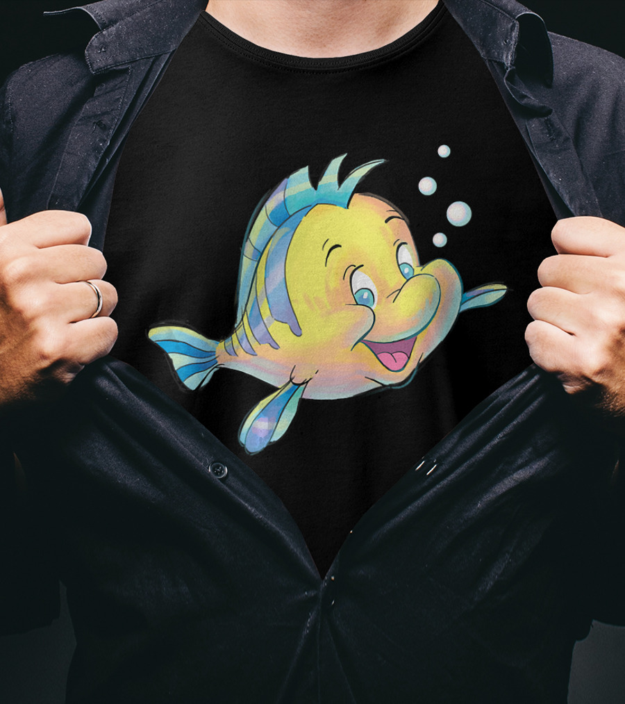 Disney The Little Mermaid Flounder And Bubbles T-Shirt