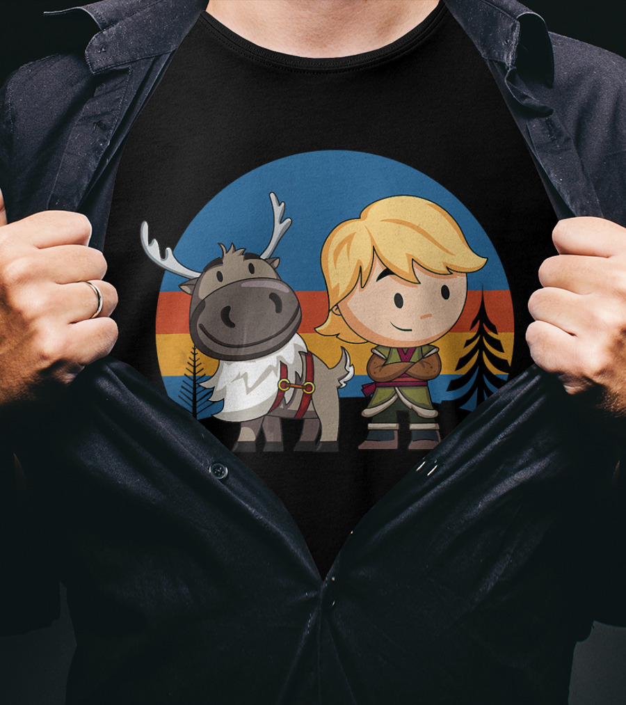 Disney Frozen 2 Sven And Kristoff Chibi Adventure Scene T-Shirt