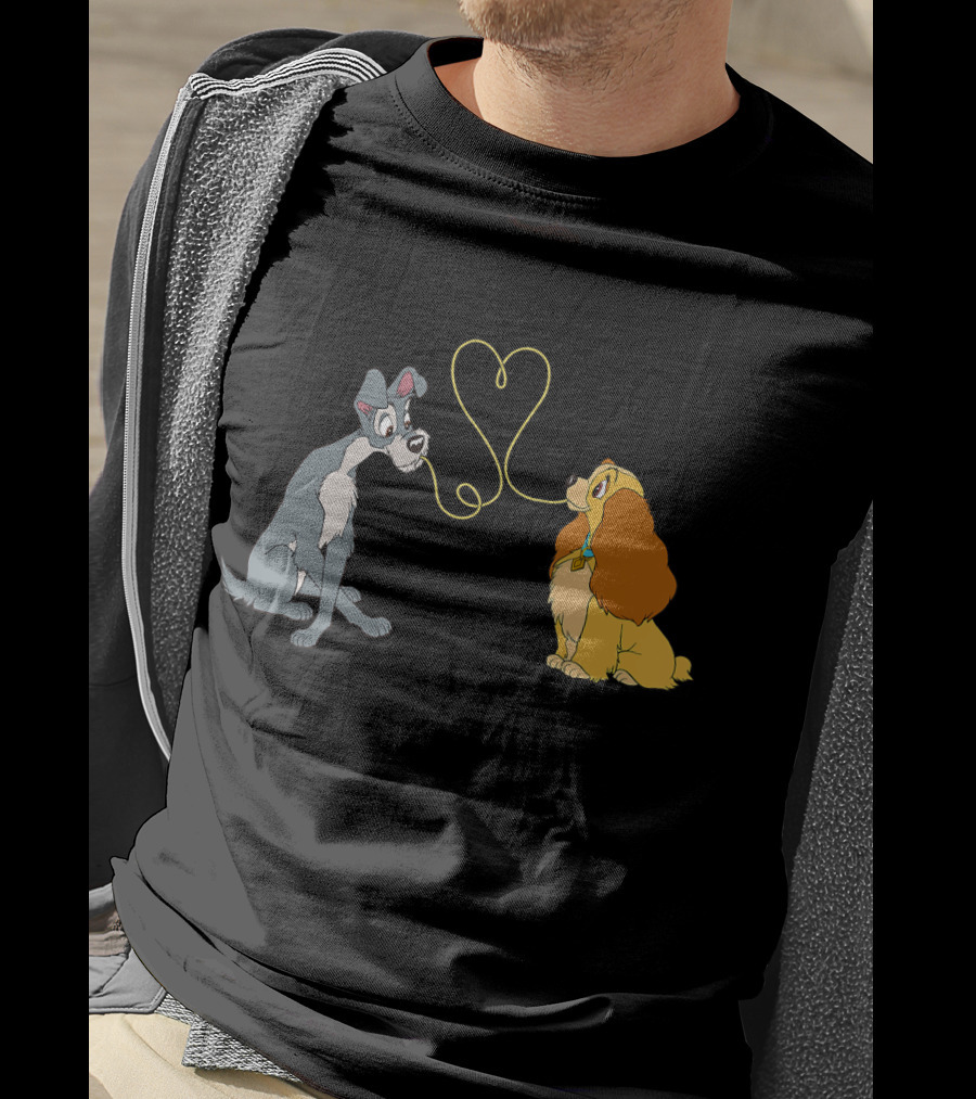 Disney Lady And The Tramp Bella Notte Spaghetti Heart Scene T-Shirt