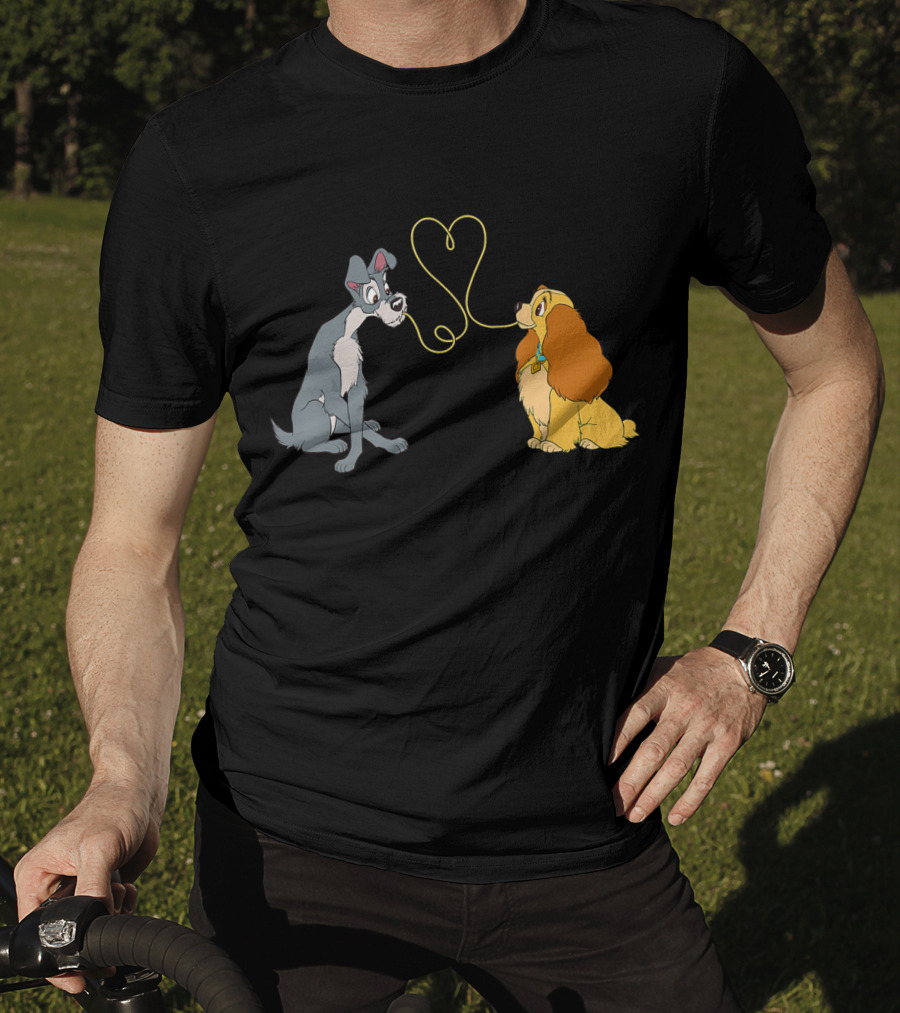 Disney Lady And The Tramp Bella Notte Spaghetti Heart Scene T-Shirt