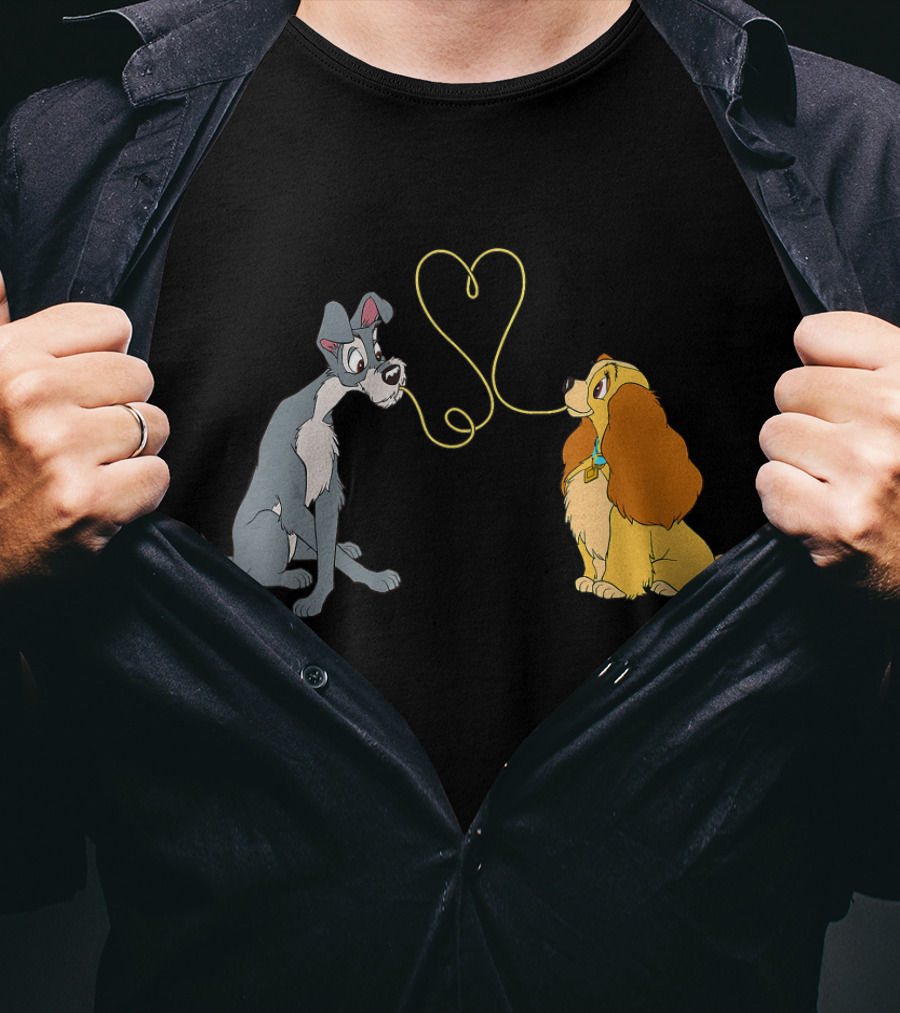 Disney Lady And The Tramp Bella Notte Spaghetti Heart Scene T-Shirt