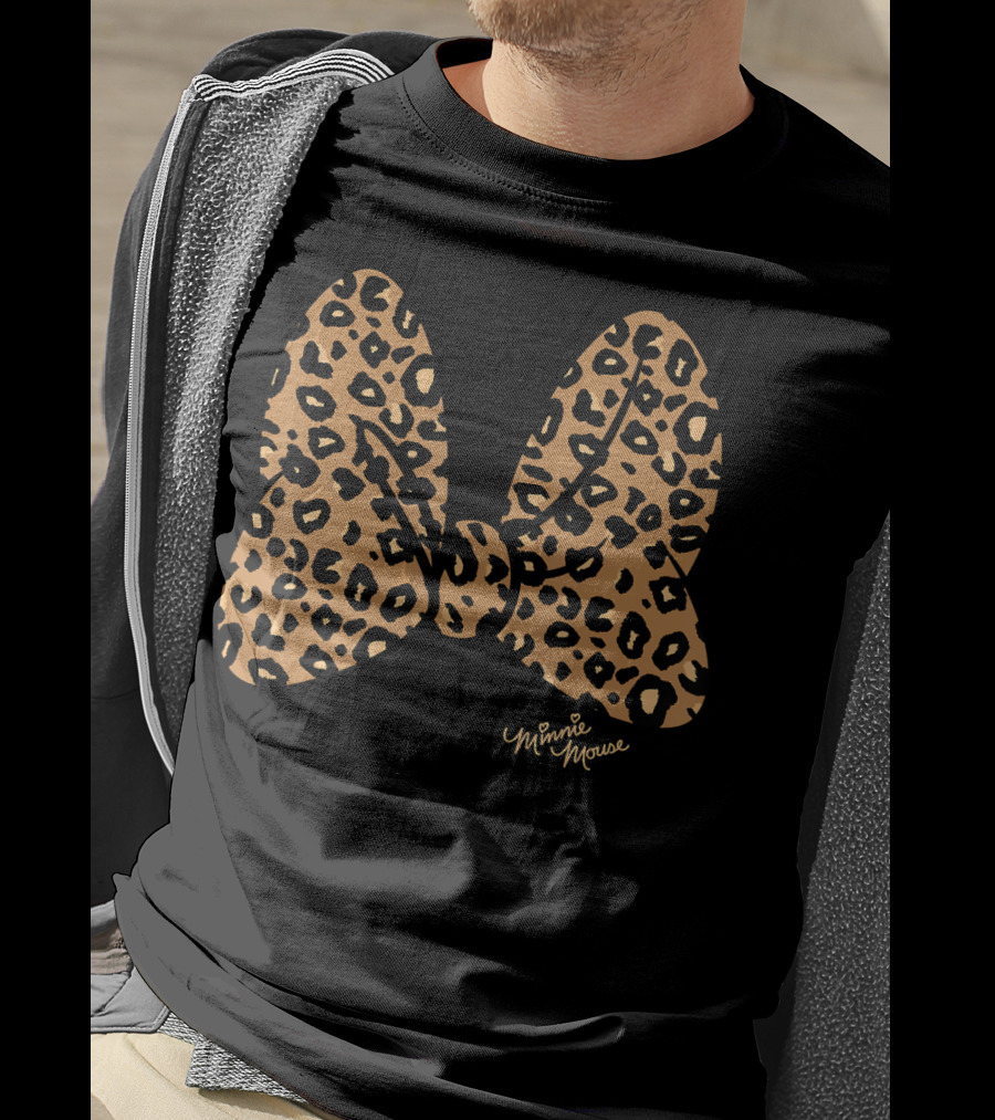 Disney Minnie Mouse Leopard Print Bow Minnie Mouse T-Shirt