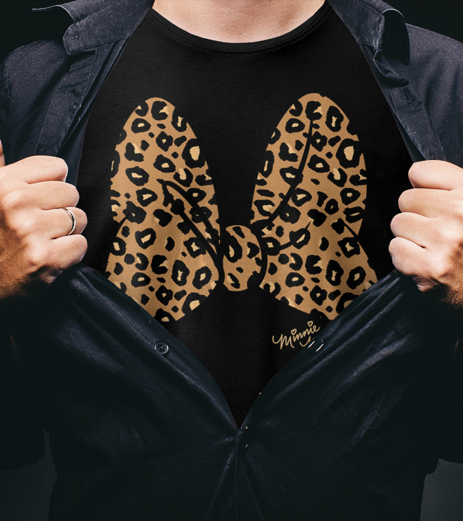 Disney Minnie Mouse Leopard Print Bow Minnie Mouse T-Shirt