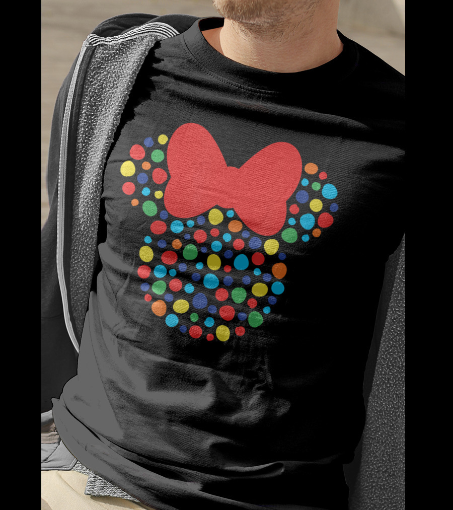 Disney Minnie Mouse Polka Dot Rainbow Bow T-Shirt
