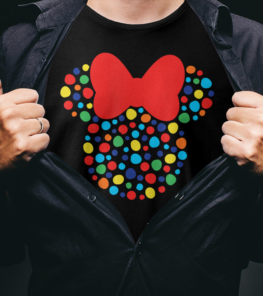 Disney Minnie Mouse Polka Dot Rainbow Bow T-Shirt