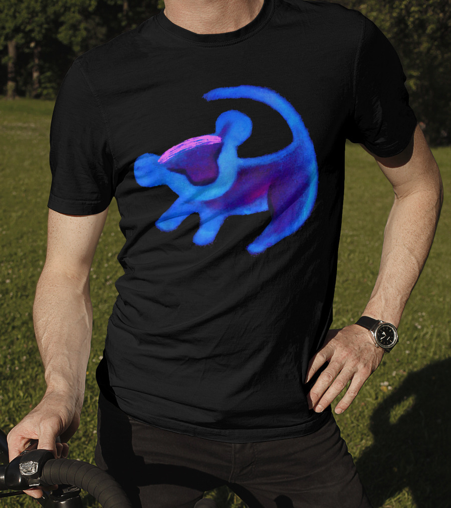 Disney Lion King Simba Neon Blue Cave Painting Hue T-Shirt
