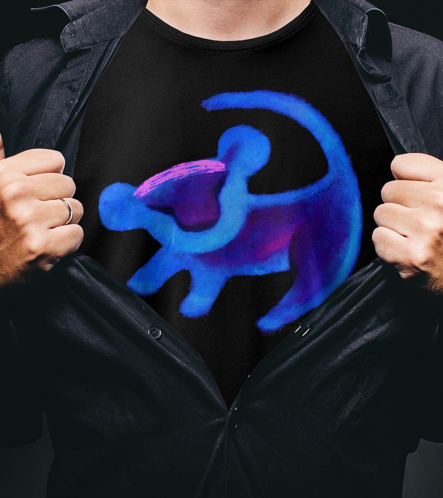 Disney Lion King Simba Neon Blue Cave Painting Hue T-Shirt