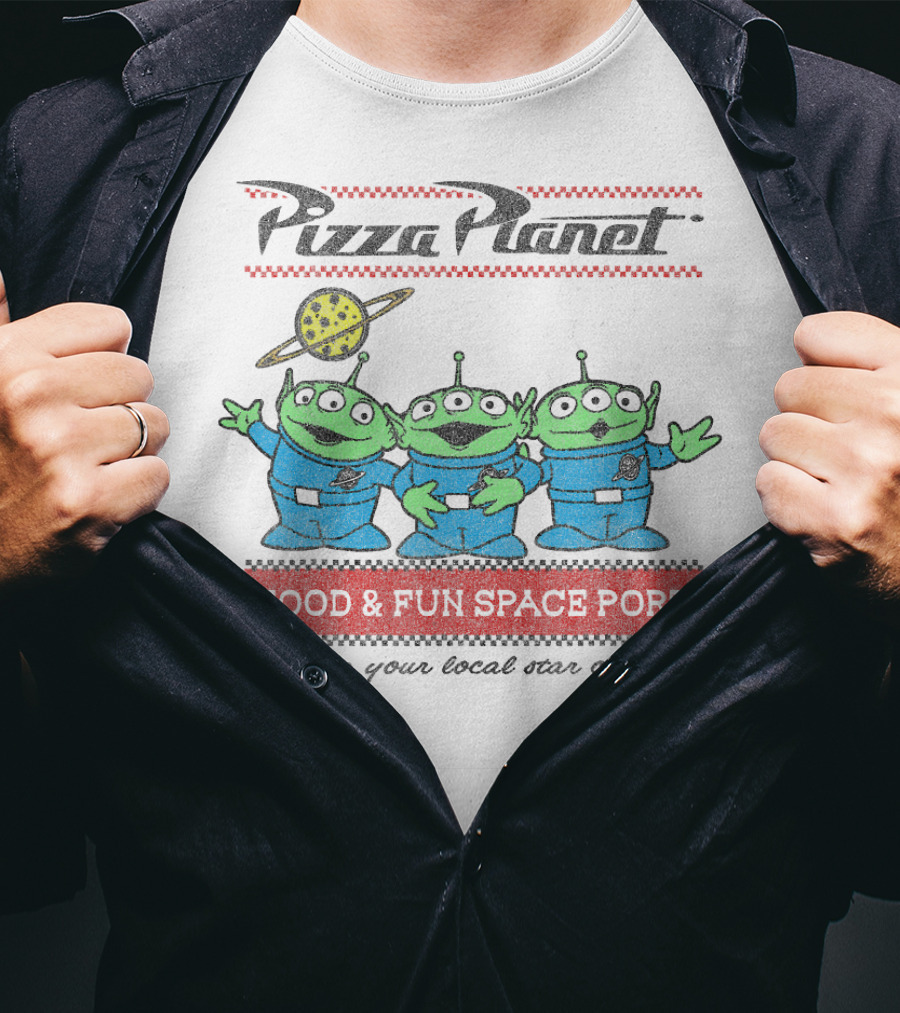 Pizza Planet Aliens Toy Story Food And Fun Space Port Disney Pixar T-Shirt