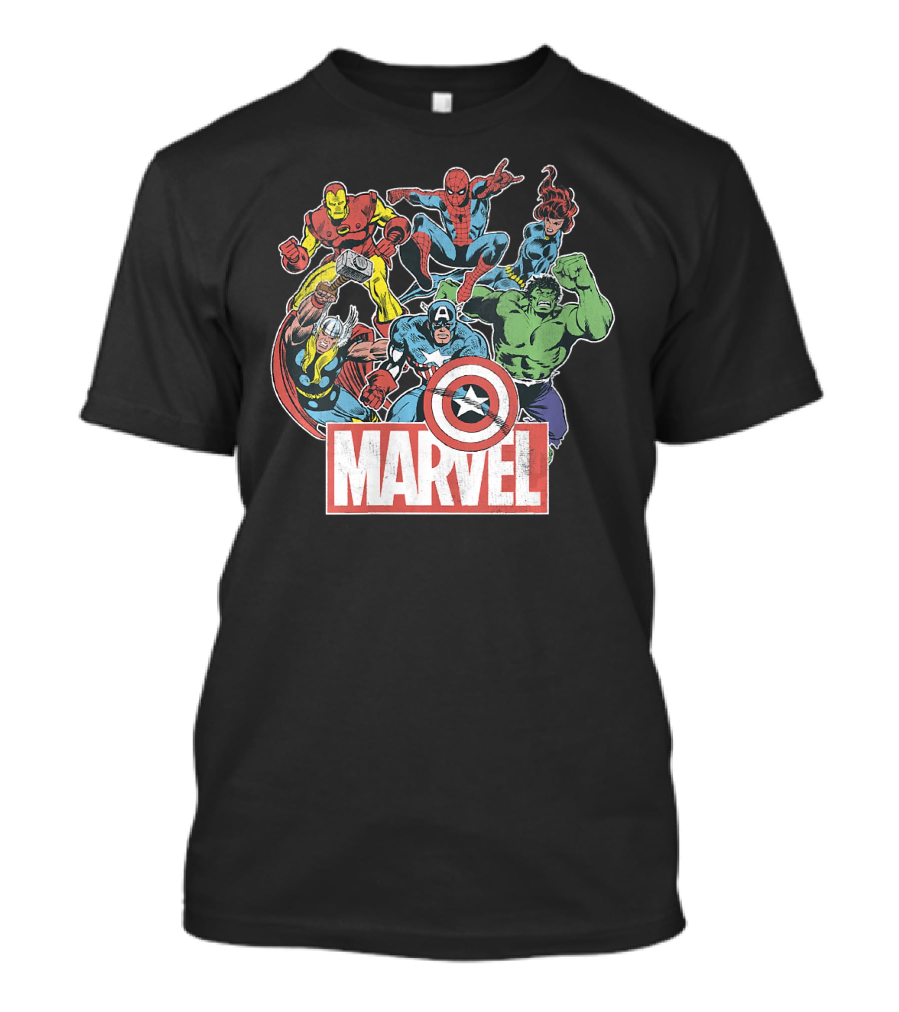 Marvel Avengers Iron Man Thor Captain America Hulk Spider-Man Classic Team T-Shirt