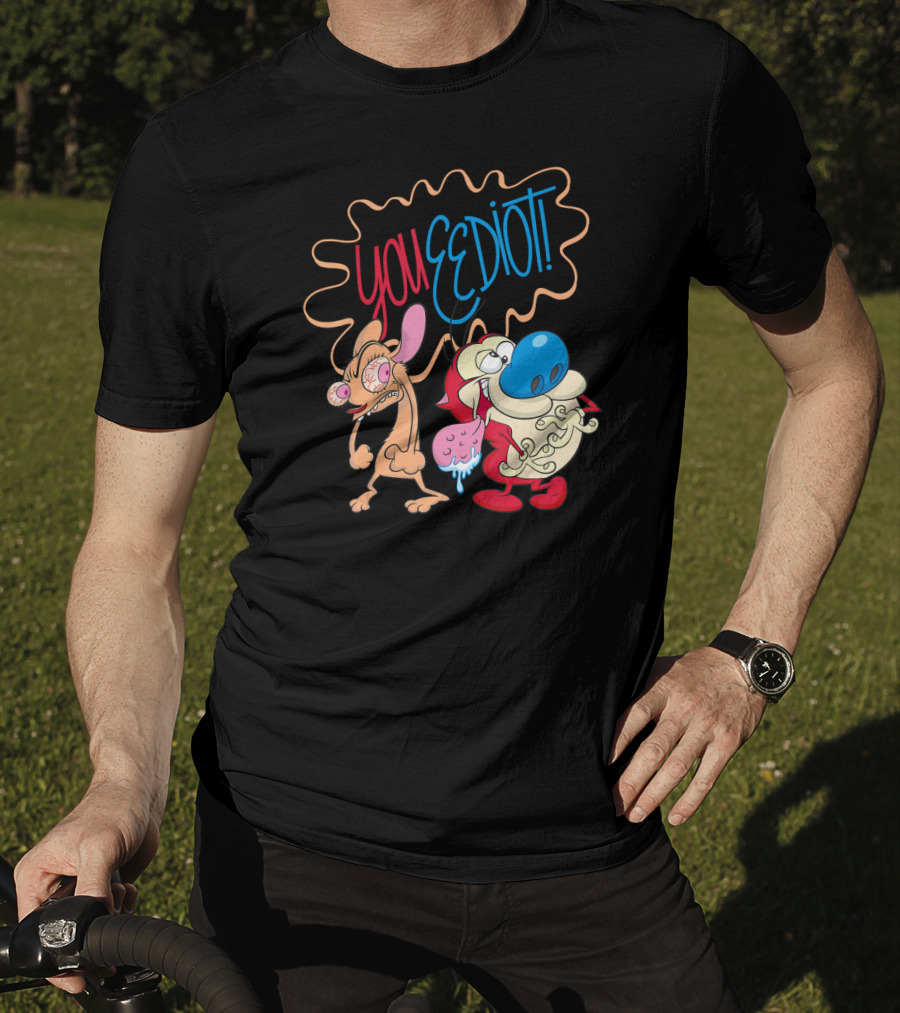 Ren And Stimpy You Eediot With Colorful Speech Bubble T-Shirt