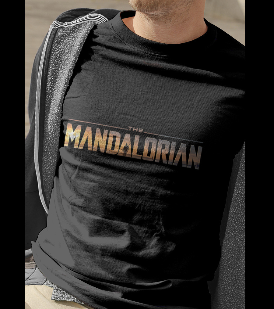 The Mandalorian Star Wars Series Iconic Text Sunset T-Shirt