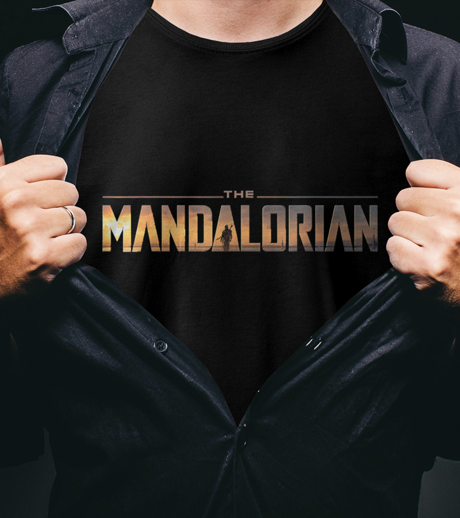 The Mandalorian Star Wars Series Iconic Text Sunset T-Shirt